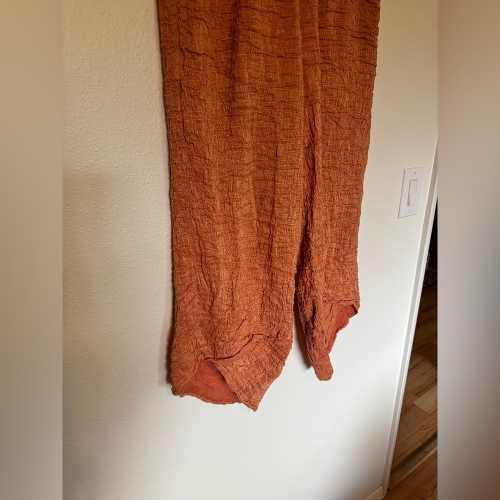 Aurea Vita Stockholm Ankle Pants Gauze Silk Linen Orange Medium EUC - Picture 3 of 8
